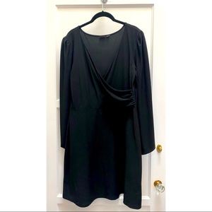Black Long Bell Sleeve V-Neck Dress